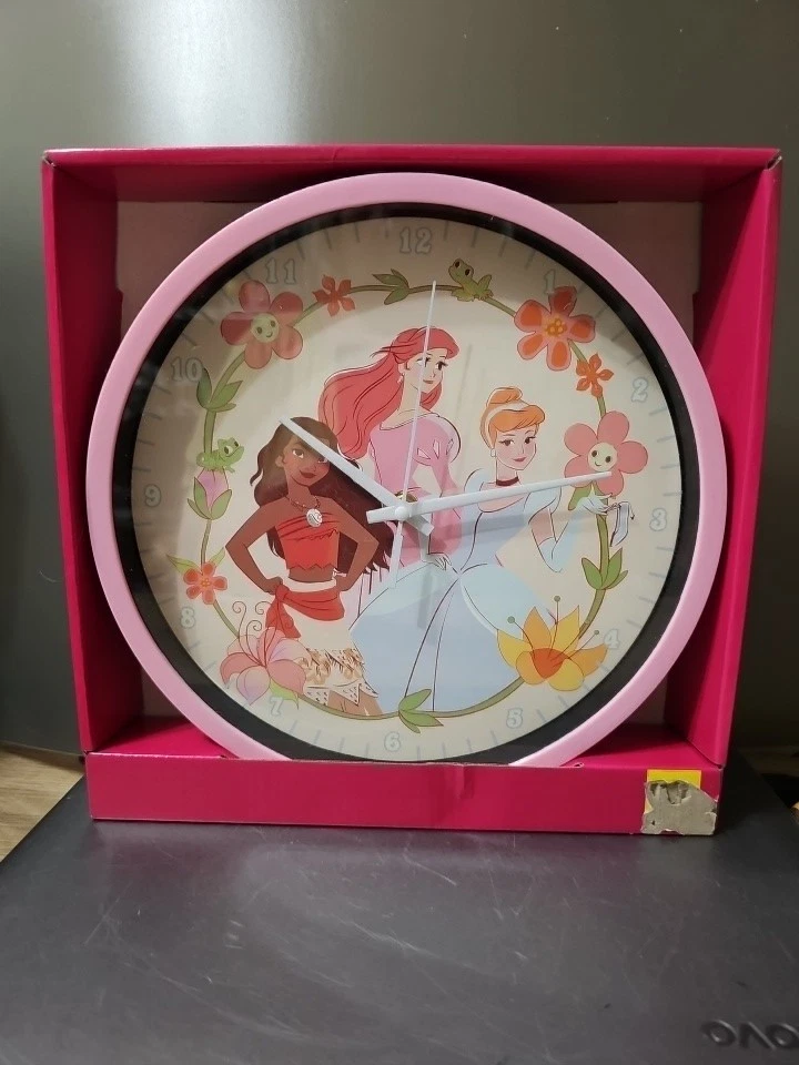 "Reloj de Pared Redondo Decorativo Princesa Disney Rosa Habitación Niñas 10"" Funciona con Pilas" Foto 1 de 4