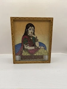Indian Crushed Gemstone Hand Painted Art Glass Wood Inlay Box - Picture 1 of 3