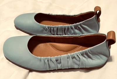 Pisos de ballet de cuero azul claro Gentle Souls de Kenneth Cole MAVIS talla 6 M Foto 1 de 4
