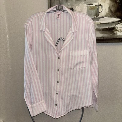 Pijama Victorias Secret EXCELENTE Rosa Rayas Plateado Hilo Metálico Mediano LS Foto 1 de 4