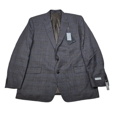 Michael Kors Traje de Lana Chaqueta Para Hombres 48L Marrón Azul Cuadros Elastizado Clásico $450 NUEVO Foto 1 de 4