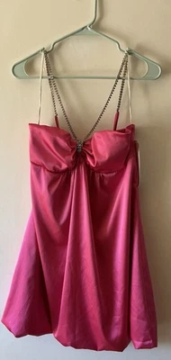 Women’s Bright Pink Party Dress With Rhinestone Straps, Size XL, FIESTA - Image 1 of 4