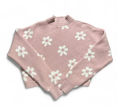 Suéter Hollister Floral Rosa Margarita Recortado Mezcla Algodón Talla XS Foto 1 de 3