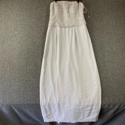 Vestido de noche Jovani para mujer pequeño S gris claro con cuentas sin tirantes Foto 1 de 4