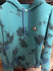 Champion Azul Galaxy Tie Dye Hombres Grande Sudadera con Capucha Sudadera con Capucha Grande - Imagen 1 de 3