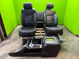 15 GMC SIERRA DENALI 2500hd 3500 FRONT REAR BLACK LEATHER SEATS CONSOLE 14-19 - Picture 1 of 21