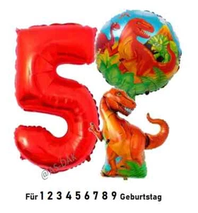 Dinosaurier Dino T-Rex Folien Helium Ballon Zum 1-9 Jungen Geburtstag Party - Bild 1 von 16