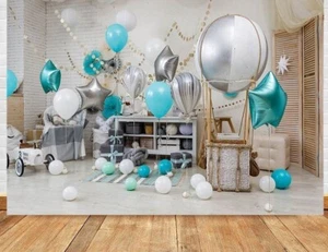 Hot Air Balloon Decor Birthday Party Photography Backdrop Baby Shower Background - Picture 1 of 9