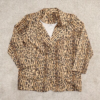 Vintage Leopard Print Blazer Womens 2x Animal Lightweight Plus JoRo Fashions - Image 1 of 4