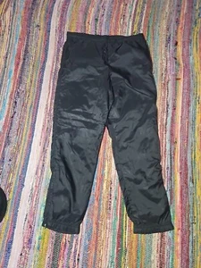 Vintage 90s Nike White Tag Kids 10-12 Black Nylon Lined Track Pants Fits Big - Picture 1 of 9