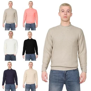 Mens Stretchy High Neck Long Sleeve Designer Casual Pullover Sweater Jumper Top - Picture 1 of 19