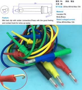 Retractable cap 4mm Stackable Banana Plug TO Test hook 0.5/1/2M Test Lead cables - Picture 1 of 17