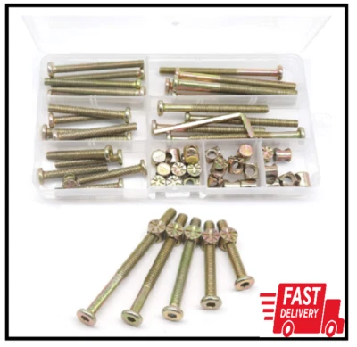 Cseao Crib Screws,Bed Frame Bolts and Nuts Kit, Crib Parts, Bunk Bed Screws, 25- - Image 1 of 2