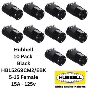 LOT 10x Hubbell HBL5269CM2/EBK AC Female Edison NEMA 5-15R Receptacle 125V BLK - Picture 1 of 11