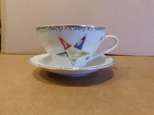 VINTAGE NORCREST EASTERN STAR MASONIC CUP AND SAUCER - Picture 1 of 5