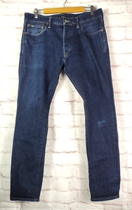 Polo Ralph Lauren Jeans 33x32 Blue Sullivan Slim Straight Leg Button Fly FLAW - Picture 1 of 14