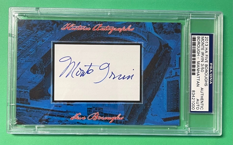 2013 HA FIVE BOROUGHS MONTE IRVIN AUTO 3/50 PSA/DNA AUTHENTIC GIANTS - Image 1 of 1