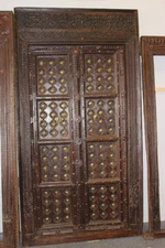 Antique Doors Indian Rustic Architectural Brown Brass Rustic Design Teak OldDoor