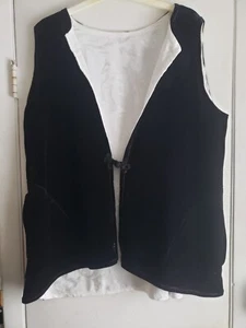 ¡LUJOSO ÚNICO! Felpa Reversible Negro Terciopelo Crema Satinado 2 Bolsillos 2X 52" Busto - Imagen 1 de 10