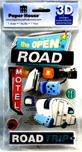 The Open Road Trailer TV Motel Road Trip Paper House 3D Stickers - Picture 1 of 2