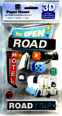The Open Road Trailer TV Motel Road Trip Paper House 3D Stickers - Image 1 of 2