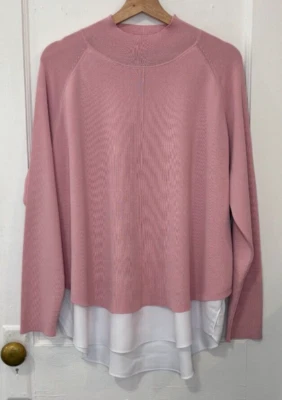 Nuevo con etiquetas Suéter Ted Baker Para Mujer Popilia Cuello Simulado Tejido Rosa/Blanco, TB 5, Descargo de responsabilidad Foto 1 de 4