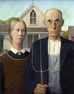 AMERICAN GOTHIC by Grant Wood. Classic Historic American Rural Farming Art Print - Picture 1 of 6