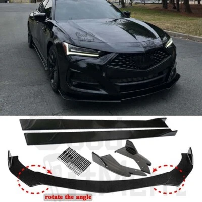 For Acura TLX Sedan Black Front Bumper Lip Spoiler Splitter +Side Skirt+Rear Lip Foto 1 de 4