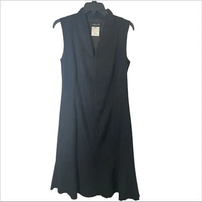Vestido midi Patrizia Pepe Itália preto lã seda 44 M clássico minimalista carreira - Imagem 1 de 4