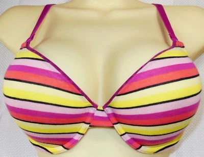 💖Calvin Klein F1026  Striped One Cotton Convertible Underwire T-Shirt Bra 34D - Image 1 of 4