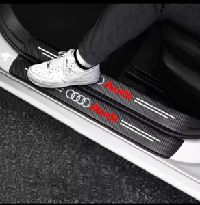 4Pcs Audi Car Door Sill Protector Carbon Fibre Finish - Picture 1 of 8