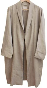 Crown Linen Designs KELLY LINEN DUSTER JACKET trench aperto taglia M L naturale - Foto 1 di 4