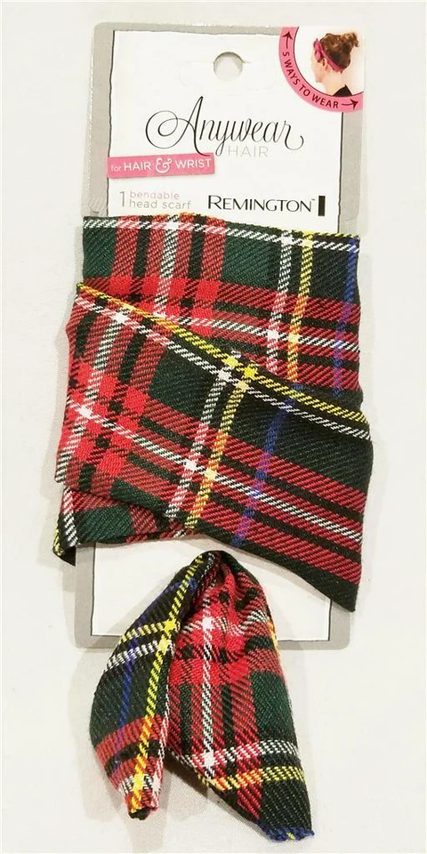 New Remington Anywhere Hair & Wrist Head Scarf Bandana - Red Plaid - Image 1 of 1