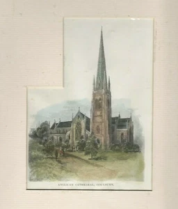 100 Year Old Australian Print - Mounted - ANGLICAN CATHEDRAL, GOULBURN c.1886 - Picture 1 of 7