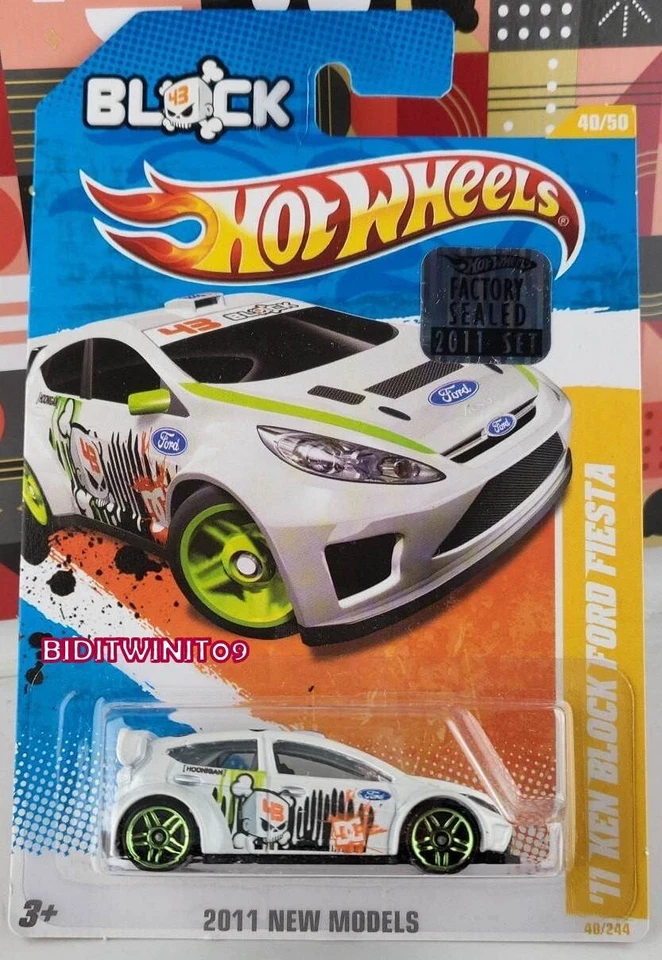 风火轮 2011 年全新型号 '11 KEN BLOCK 福特 FIESTA 白色工厂密封带 + — 第 1/1 张图片