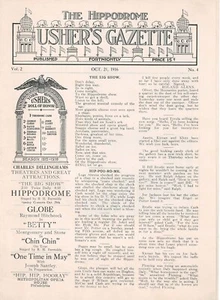 1916 THE HIPPODROME USHER'S GAZETTE Vol.2, No.4: Anna Pavlova pic & Only A Tramp - Picture 1 of 2