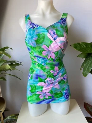 TRAJE DE BAÑO DE COLECCIÓN ROXANNE GLAM PIN-UP FLORAL CON FALDA DE UNA PIEZA*PEQUEÑA MARCA 12 34 D Foto 1 de 4