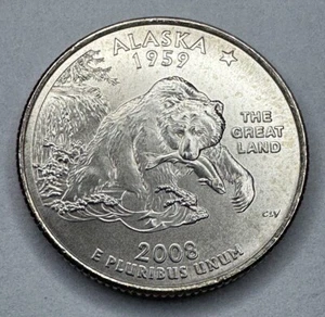 2008-P Alaska State Quarter 25cent Coin from US Mint Satin Finish Set. UNC - Picture 1 of 8
