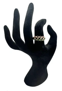 Massiver 14K Gelbgold Smaragd Rubin blauer Saphir Ring Größe 8 - Bild 1 von 9