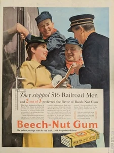 Anuncio impreso de goma Beechnut 1942 vintage. Ferrocarril hombre. Segunda Guerra Mundial era - Imagen 1 de 1