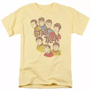 Star Trek Retro Illustrated Crew T Shirt Licensed Sci-Fi TV Classic Tee Banana - Picture 1 of 2