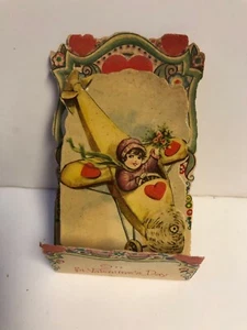 Foldout Valentine Girl Flying Plane ~ PC29 - Picture 1 of 5