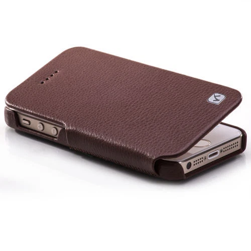 GENUINE HOCO DUKE IPHONE 5 5S SE HAND MADE LEATHER SIDE FLIP CASE COVER | BROWN - Image 1 of 1