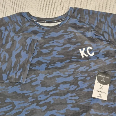 Camisa Kenneth Cole Active Tech Para Hombre S/S Elastizada Transpirable Suave Azul Marino Camuflada Foto 1 de 4