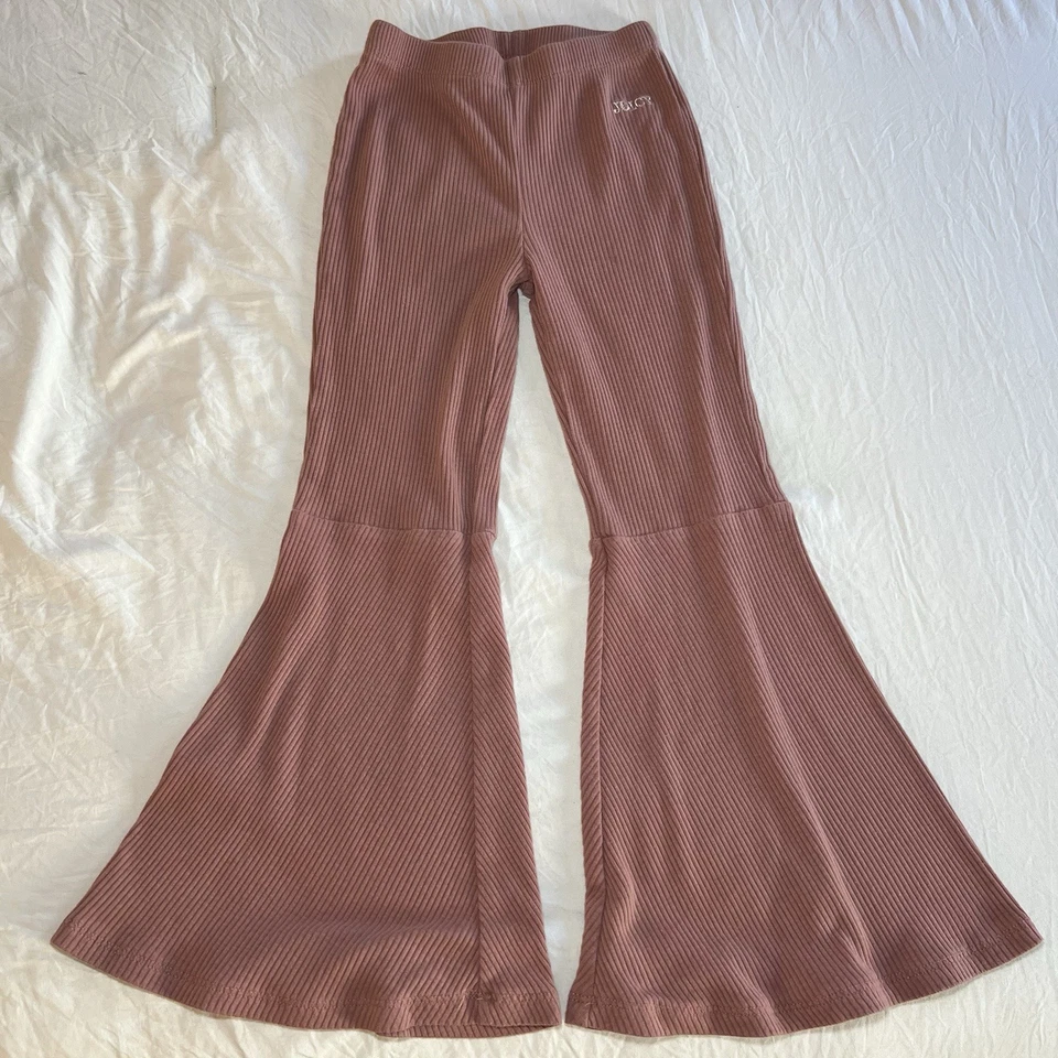 Pantalones acanalados Juicy Couture acampanados con parte inferior rosa para niñas pequeñas talla 6x Foto 1 de 4