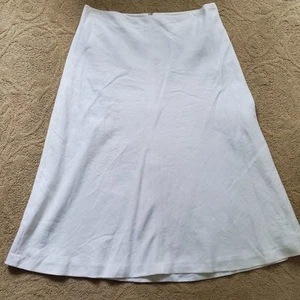 Gonna vintage Talbots linea A donna 16 lino completamente foderata bianca tripla cucitura - Foto 1 di 8
