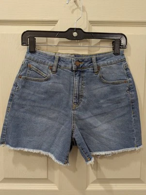 Volcom Women's Shortie Shorts Mid-Rise Stretch Jeans Size 25 Blue Denim - Image 1 of 4