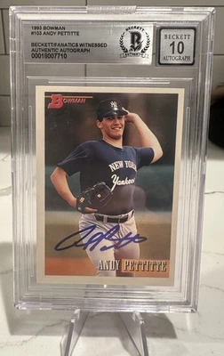 Bowman Andy Pettitte #103 1993 novato radiocontrol autógrafo BGS Beckett 10 automático Foto 1 de 2