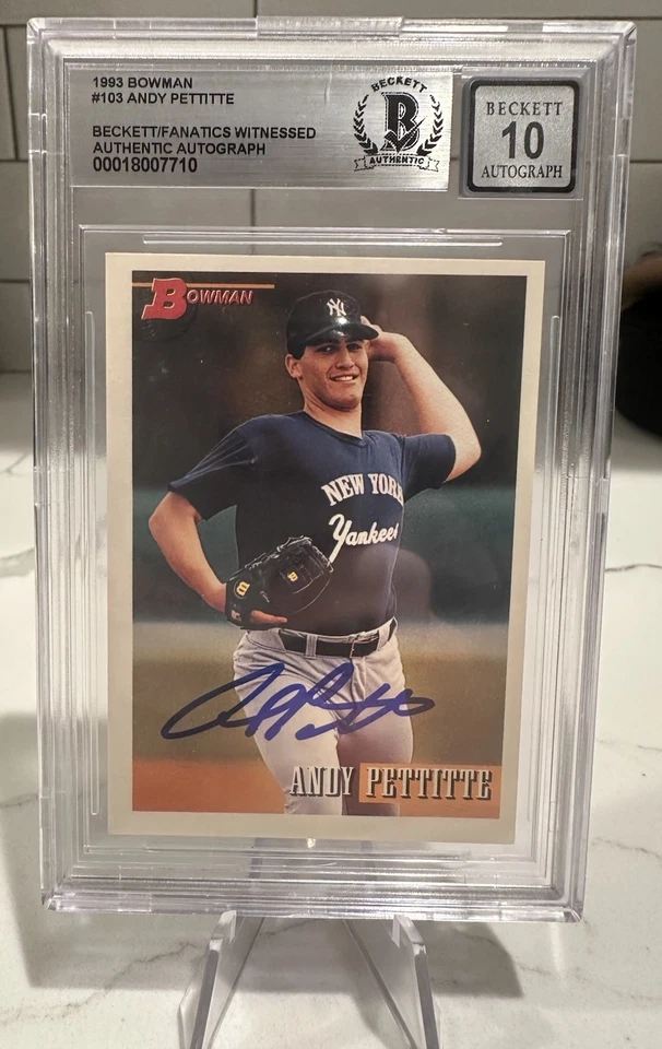 Bowman Andy Pettitte #103 1993 novato radiocontrol autógrafo BGS Beckett 10 automático Foto 1 de 2