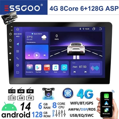 Autoradio 10 Zoll 2DIN 6+128G Android 14 GPS Navi DAB Bluetooth WIFI KAM Carplay - Bild 1 von 4